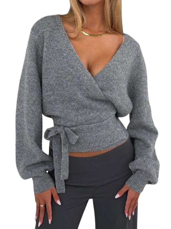INGRIDT - V-Neck Knit Cardigan Long Sleeve