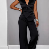 Natalie™ Elegant V-Neck Top & Trousers Set