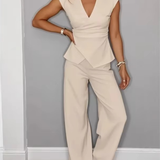 Natalie™ Elegant V-Neck Top & Trousers Set