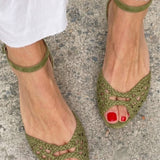 Isadora Woven Golden Sandals Comfort
