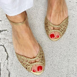 Isadora Woven Golden Sandals Comfort