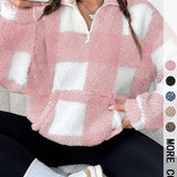 SAVANNAHT - Plaid Print Half Zip Sweatshirt