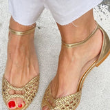 Isadora Woven Golden Sandals Comfort
