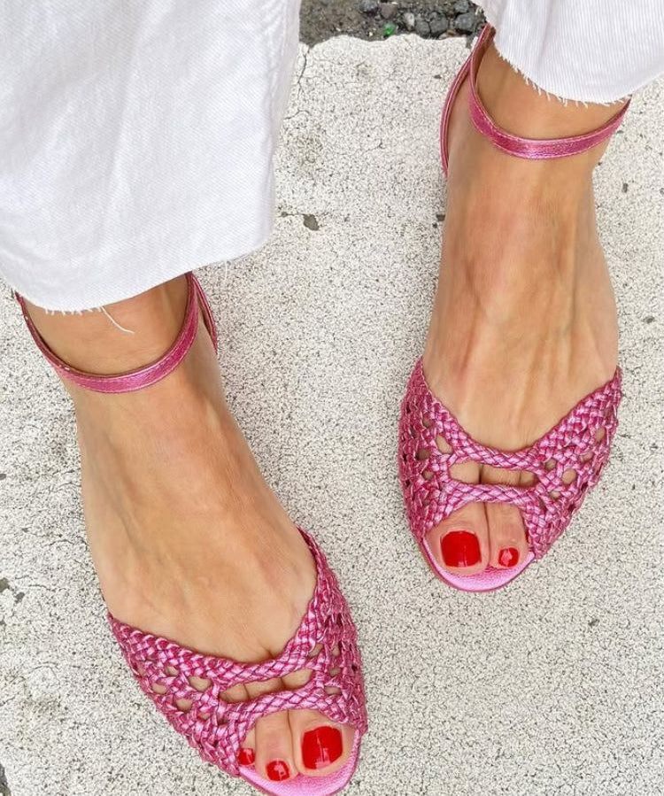 Isadora Woven Golden Sandals Comfort