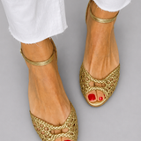 Isadora Woven Golden Sandals Comfort