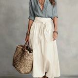RIVER | Two-Piece Set: Black Top and Olive Green Midi Skirt