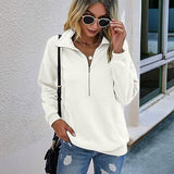 ANNIET - Lapel Zip-Up Sweatshirt for Women