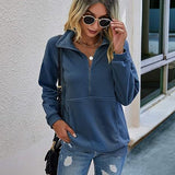 ANNIET - Lapel Zip-Up Sweatshirt for Women