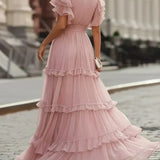 Zoe | Light Pink Elegant Wedding Maxi Dress