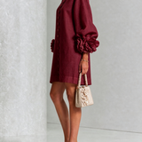 White Floral Button-down Mini Dress With Striking Floral Cuffs